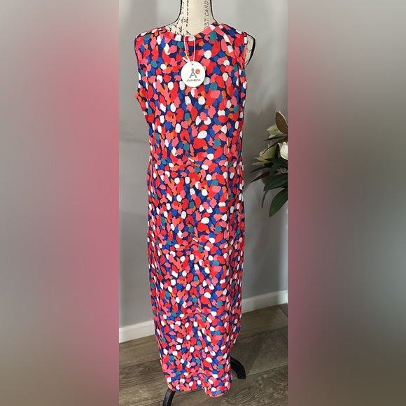 🌞 NWT ANRABESS Women's Sleeveless Maxi Sundress - Vibrant Abstract Print  🌞 - Picture 4 of 13